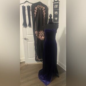 strapless open back dress Sexy Mermaid Spaghetti Straps Satin Slit Prom Dress with Hot Stone main image 0